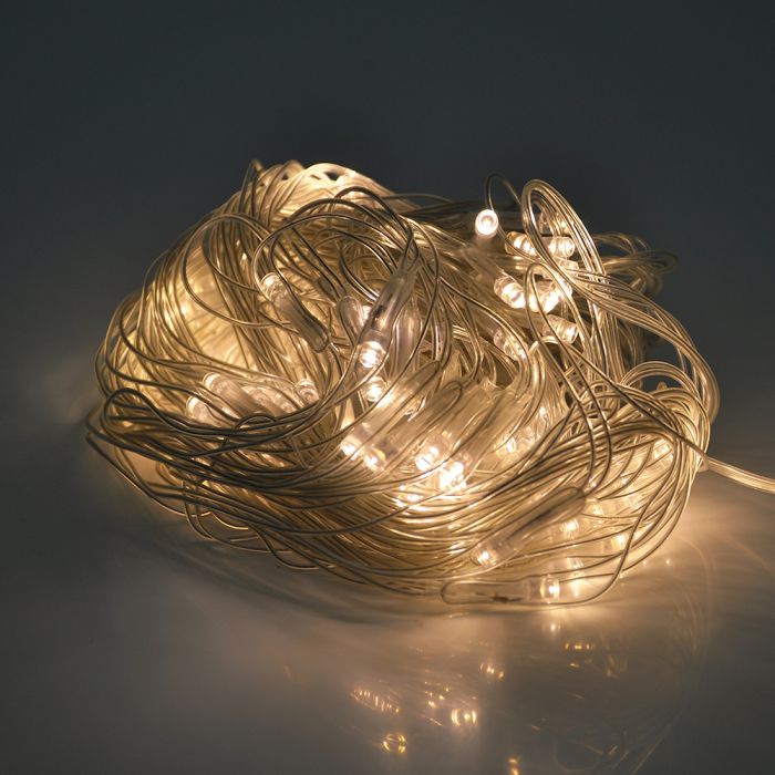 
					Гірлянди 100LED (Сітка) White Hot, 1,5 * 1,5 метри, прозора ізоляція, BOX