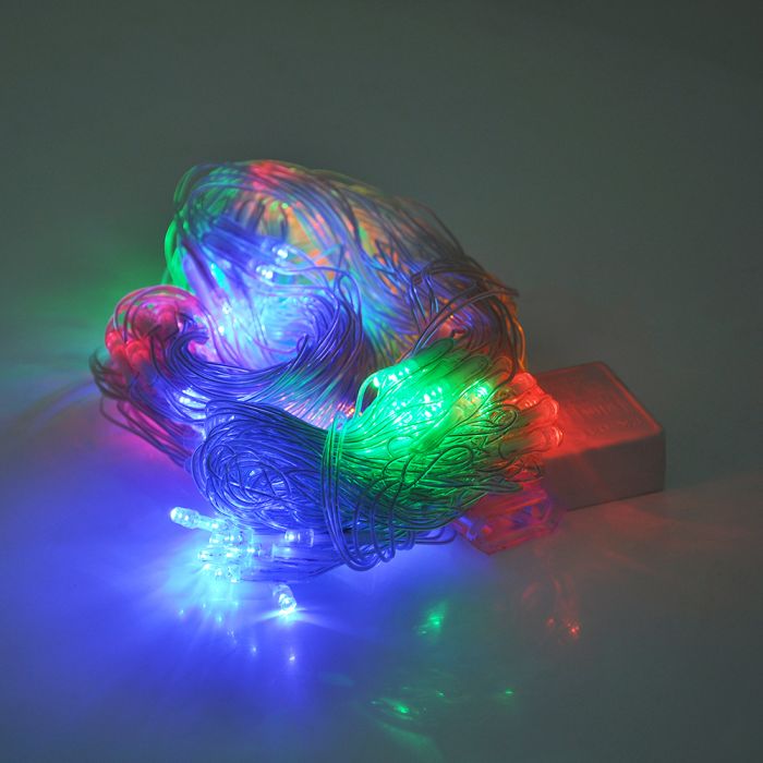 
					Гірлянди 240LED (Сітка) Red / Green / Blue / Yellow, 1,5 * 1,5 метри, прозора ізоляція, BOX
