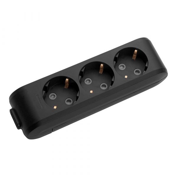 
					Колодка Panasonic X-tendia із заземленням 3 гнізда, з захистними шторками, чорна