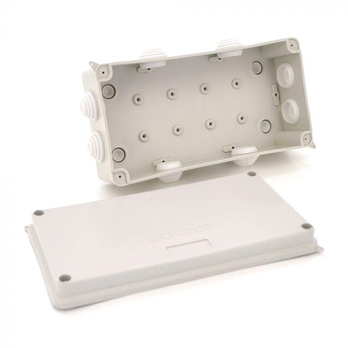 
					Коробка розподільна зовнішня PIPO Р60 200х100х70мм; IP54; пластик; (РР) 8 гермовводів; біла; Q24