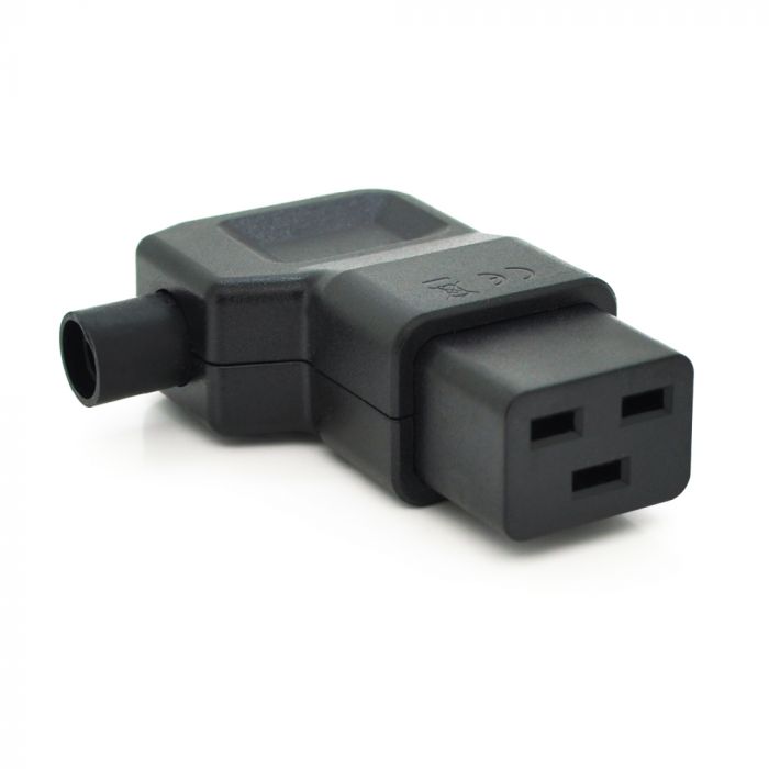 
					Триконтактний роз'єм IEC320 C19 мама (кутовий), 250V, 16A, під викруткове складання Q50/500