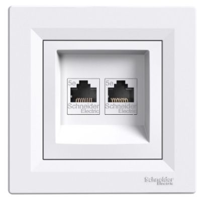 
					Розетка комп'ютерна Schneider Asfora, подвійна, Білий