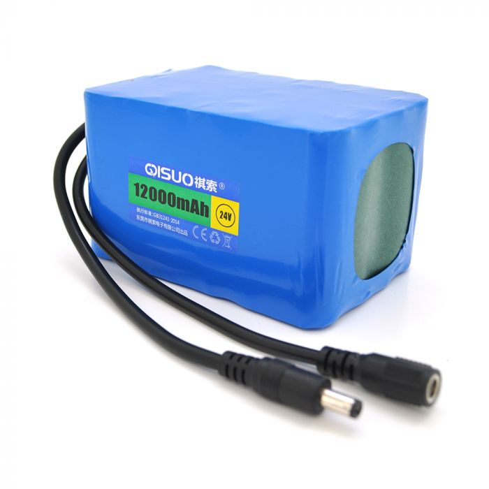 
					Акумуляторна батарея літієва QiSuo 24V 12A з елементами Li-ion 18650, DC5.5x2.1, (110x76x67mm)