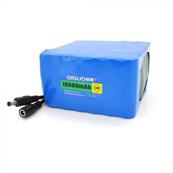 
					Акумуляторна батарея літієва QiSuo 24V 18A з елементами Li-ion 18650, DC5.5x2.1, (120x110x67mm)