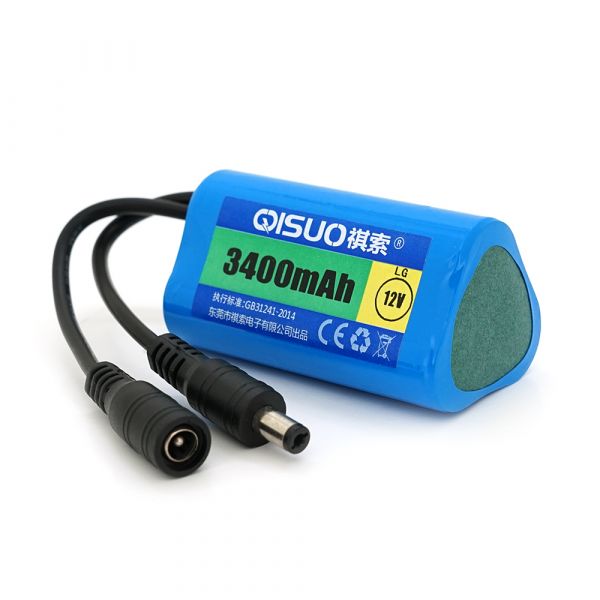 
					Акумуляторна батарея літієва QiSuo 12V 3.4A з елементами Li-ion LG 18650, DC5.5x2.1, (37x37x67mm)