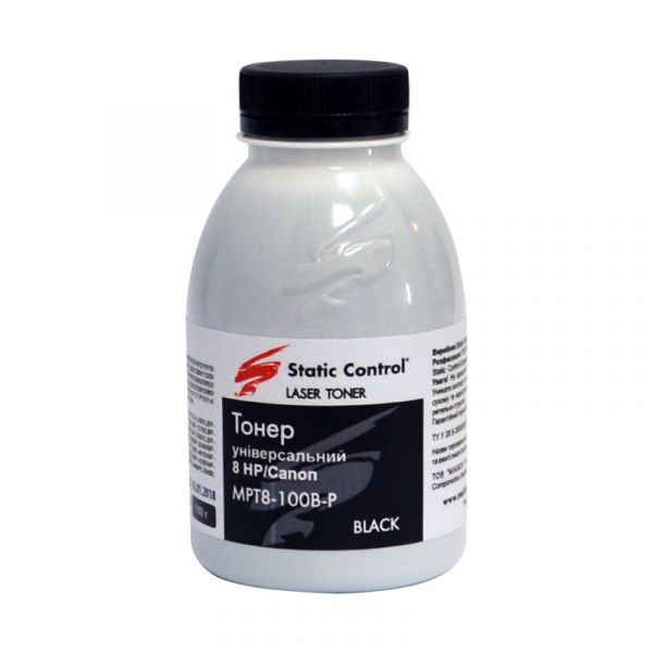 Тонер HP/Canon УНІВЕРСАЛЬНИЙ  №8  100г (фасований)  *Static Control (MPT8-100B-P)