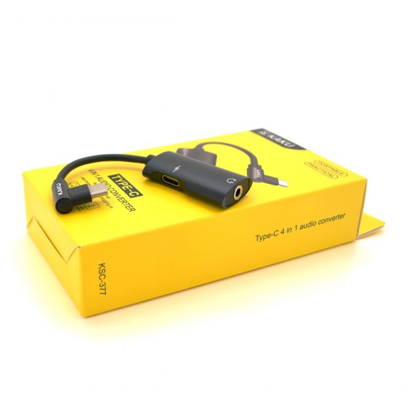 
					Аудіоконвертор iKAKU KSC-377 MAIQI 4 in 1 audio converter Type-C, Black, Box