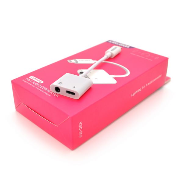 
					Аудіоконвертор iKAKU KSC-353 ANFENG 2 in 1 audio converter Lightning, Box