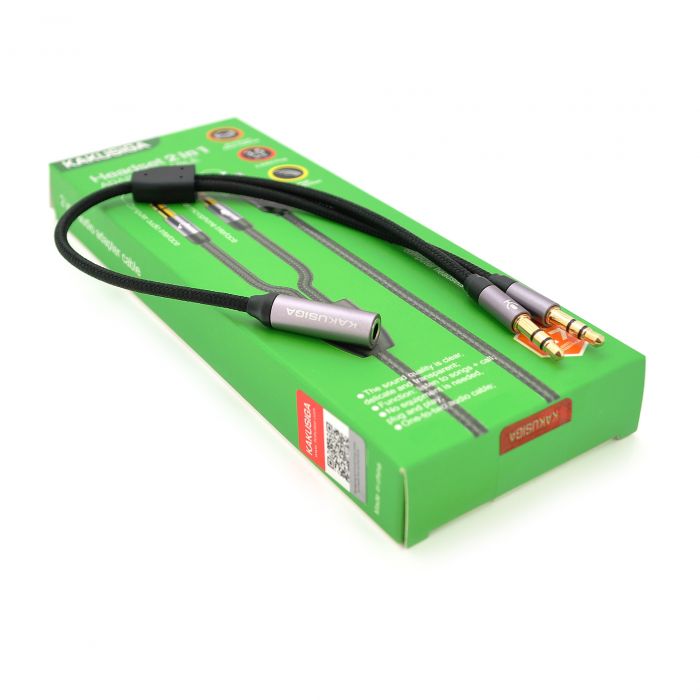 
					Розгалужувач аудіо iKAKU KSC-569 FEITENG для навушників і мікрофону, Jack 3.5 (мама) 4 pin => 2 * Jack 3.5 (тато) 3 pin, круглий, Box