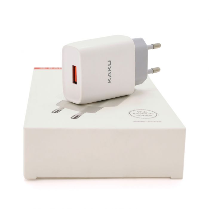 
					СЗУ AC100-240V iKAKU KSC-215 NATU, 1xUSB, 2.1A, White, Box