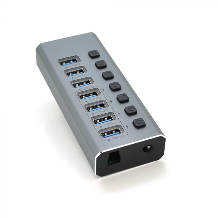 
					Хаб USB 3.0, 4 порти USB 3.0 + 3 порти QC3.0, з перемикачами на кожен порт, DC12V2A, Black, BOX