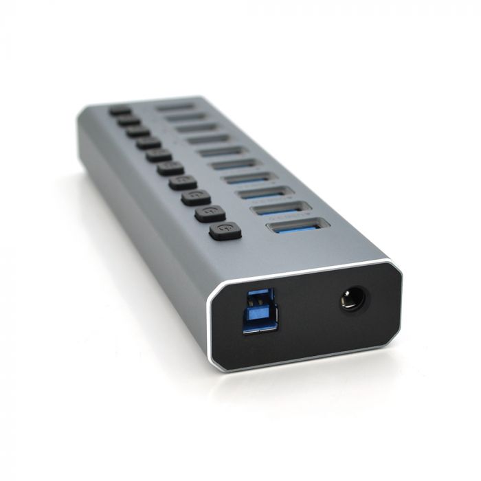 
					Хаб USB 3.0, 6 портів USB 3.0 + 4 порти QC3.0, з перемикачами на кожен порт, DC12V4A, Black, BOX