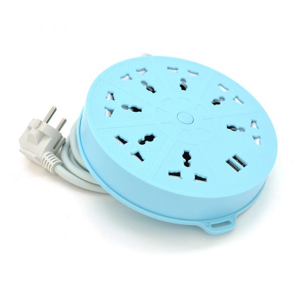 
					Мережевий фільтр QiaoLian YT-20, 7 Розеток + 2 USB, 2 м, перетин 3х0, 75мм, Blue, Blister