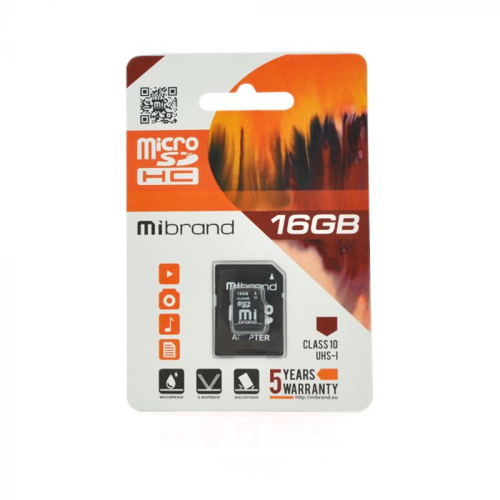 
					Карта пам'яті Mibrand microSDHC Class 10 UHS-I, 16GB