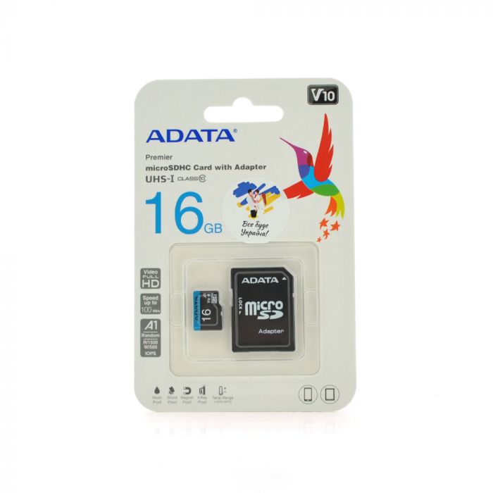 
					Карта пам'яті A-DATA microSDHC Class 10 UHS-I, 16GB
