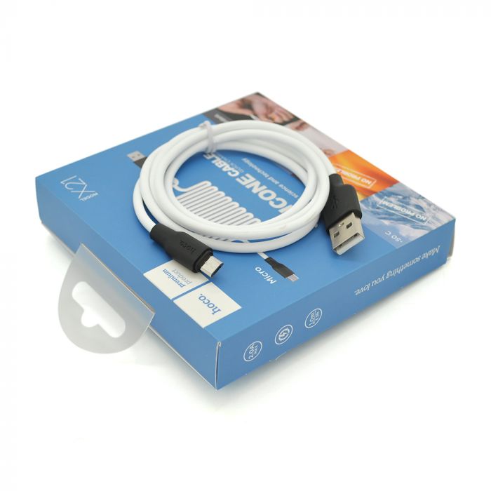 
					Кабель Hoco X21 Silicone, Micro-USB, 2.4A, White, довжина 1,2 м, BOX
