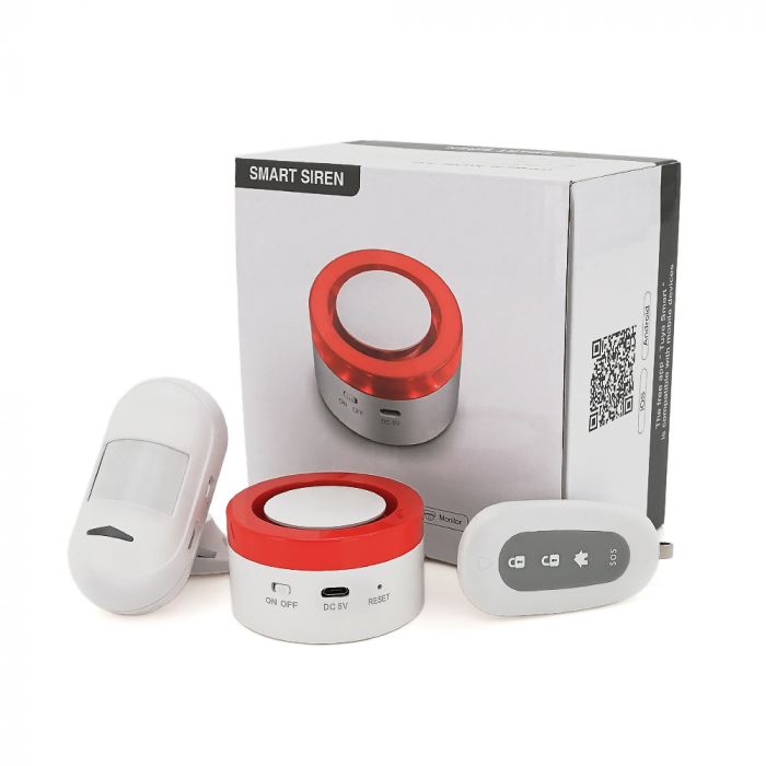
					Автономна WiFi сигналізація YOSO Smart Alarm W00 ( Сирена + датчик руху + датчик дверей + Пульт дистанційного керування ) Tuya