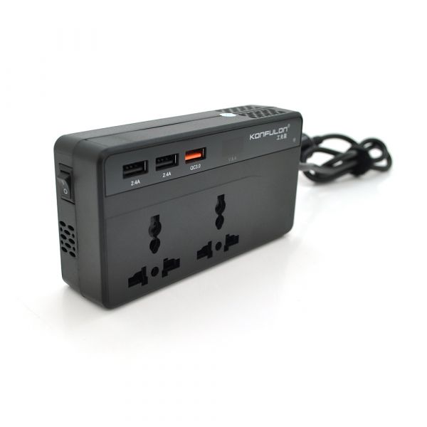 
					Інвертор напруги Konfulon CZ-01, 200W(24В)+100W(12В), 12/220V, approximated, 2 універсальні розетки+3USB, Box