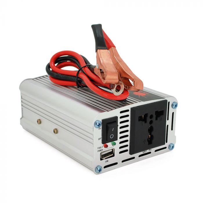
					Інвертор напруги Himastar500W (DC:250W), 12/220V з апроксимованою синусоїдою, 1 універсальна розетка, 1*USB (DC:5V/2.4A), клеми+затискачі, Q40
