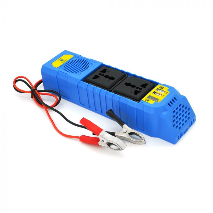 
					Інвертор напруги WS-105, 150Вт, 12/220 з апроксимованою синусоїдою, 2*USB 5V1A, 2 універсальна розетка, крокодили + дроти, BOX, Q50