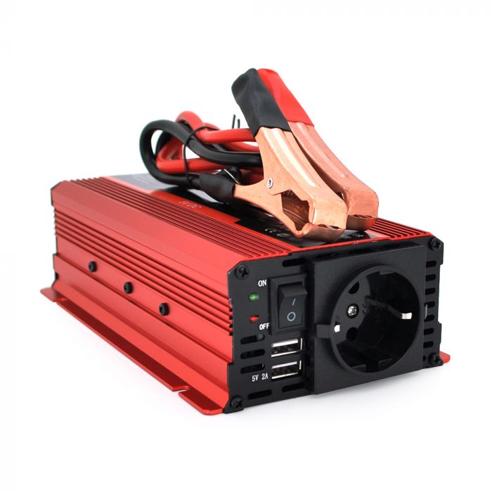 
					Інвертор напруги KME1200W (DC:600W), 12/220V з апроксимованою синусоїдою, 2 універсальні розетки, 1*USB (DC:5V/2A), крокодили+дроти, Q20