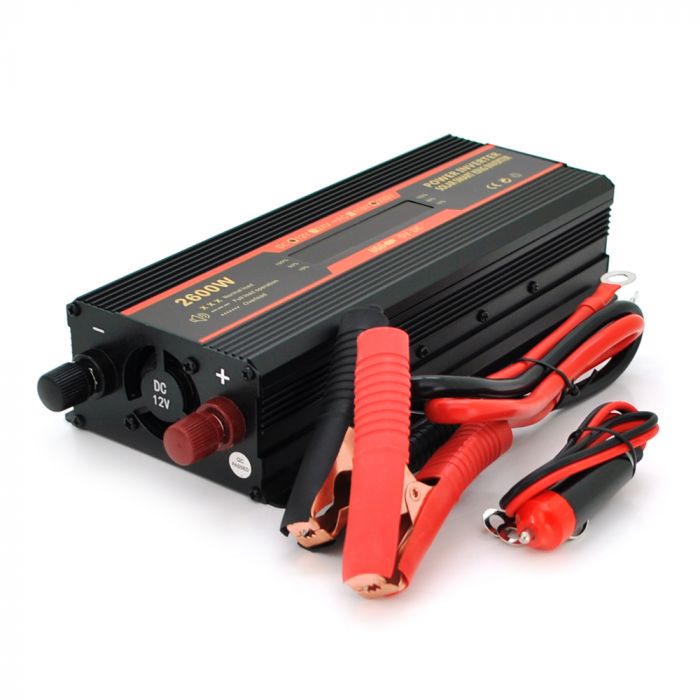 
					Інвертор напруги CARMAER2600W, 12/220V з апроксимованою синусоїдою, 1Shuko, 2*USB (DC:5V/2A), крокодили+ прикурювач, Q20