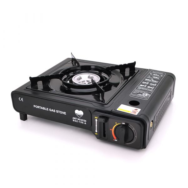 
					Портативна газова плита BZD-155A, під газові балони бутан та пропан-бутан, Black, Case