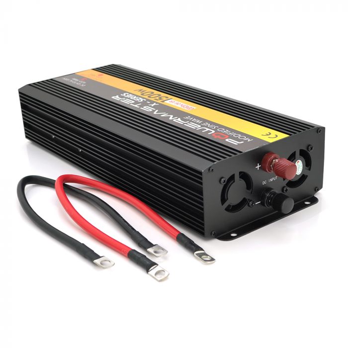 
					Інвертор напруги POWERMASTER-1500 (900Вт), 12/220V, approximated, 1 універсальна розетка, клем + крокодили, Box