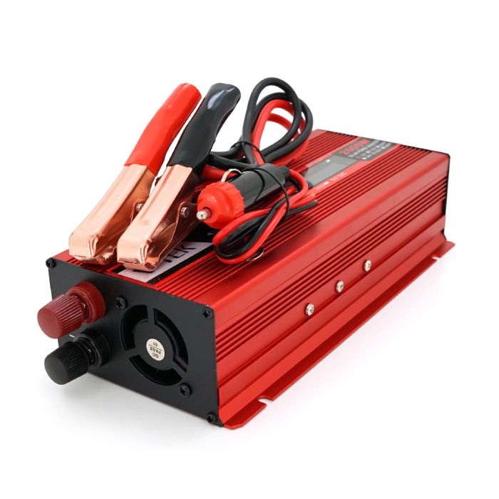 
					Інвертор напруги V-TEK+LCD 2000ВА(1200Вт), 12/220V, approximated, 1 універсальна розетка+USB, клем+крокодил, АЗУ, Box