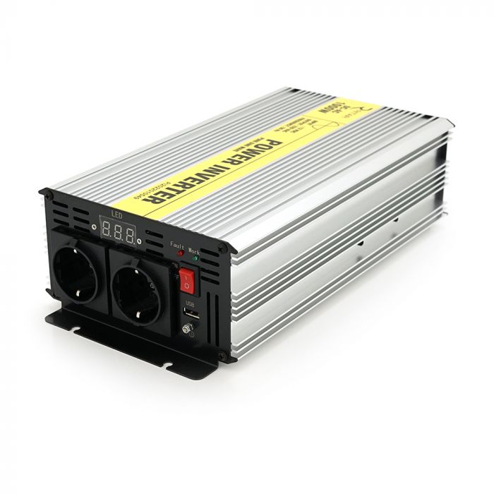 
					Інвертор напруги RITAR RSC-1000, 12V/220V, 1000W з правільною синусоїдою, 2xShuko, 1xUSB, клемні дроти, BOX, Q4