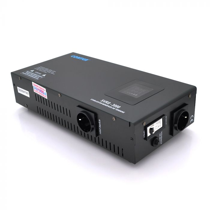 
					Стабілізатор напруги релейний Conter SVR-3000VA/2250W однофазний, напольного монтажу, LED дисплей, DC150-270V, AC230±8%, 2*Shuko, Q4