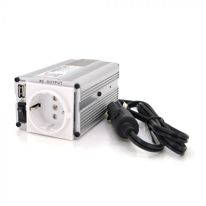 
					Інвертор напруги MSI-15012 ((150W)), 12/220V, approximated, 1Shuko, USB, клеми + затискачі, Box, Q24