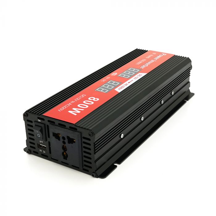 
					Інвертор напруги Demuda, 800W 12/220V з апроксимованою синусоїдою, 1 універсальна розетка, USB, клемні дроти