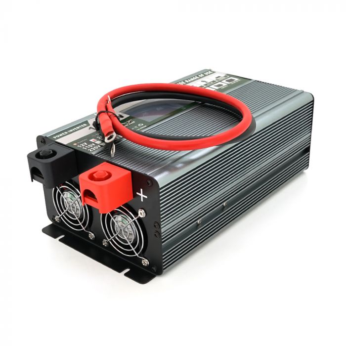 
					Інвертор напруги Demuda DMDPSW-1000W, 12V/220V, 1000W з правильною синусоїдою, 2 універсальні розетки, 2 USB, Rj 45, клемні дроти, Q6
