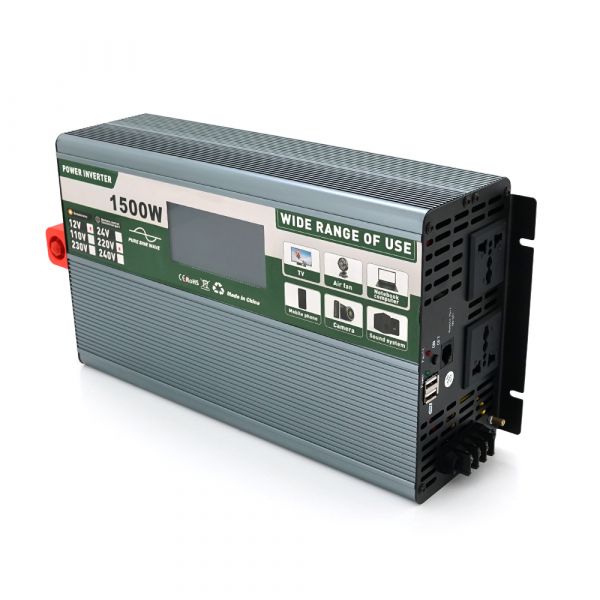 
					Інвертор напруги Demuda DMDPSW-1500W, 12V/220V, 1500W з правильною синусоїдою, 2 універсальні розетки, 2 USB, Rj 45, клемні дроти, Q6