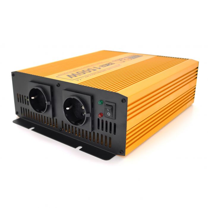 
					Інвертор напруги Mexxsun MXSPSW-1500, 12V/220V, 1500W з правільною синусоїдою, 2 Shuko, клемні дроти, Q4