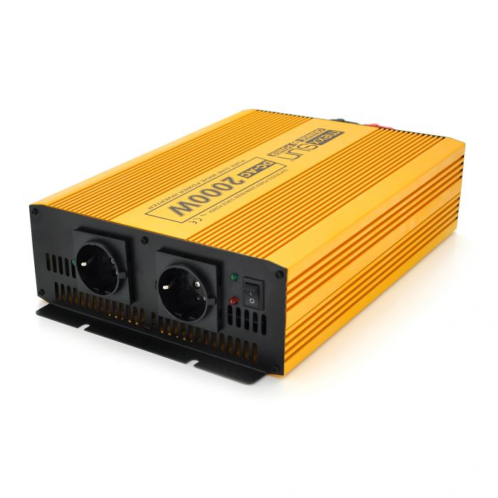 
					Інвертор напруги Mexxsun MXSPSW-2000, 12V/220V, 2000W з правильною синусоїдою, 2 Shuko, клемні дроти, Q2