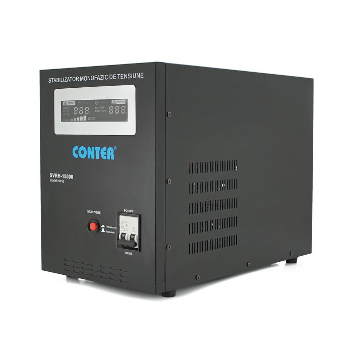 
					Стабілізатор напруги релейний Conter SVRH-15000VA/10500W однофазний, напольного монтажу, LED дисплей, DC150-270V, AC230±8%, 2*Shuko, Q4