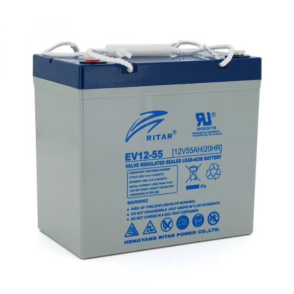 
					Тяговый  аккумулятор RITAR EV12-55,12V 55Ah, M5 ( 229 х 138 х 211(216) ), Q1