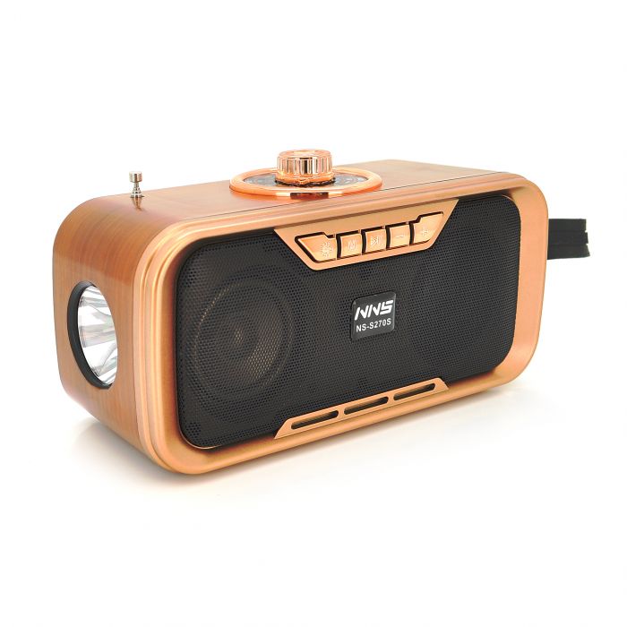 
					Радіо з ліхтариком NS-S270-S, FM/AM/SW радіо+Solar, Входи: TFcard, USB, Wireless speaker, Bluetooth, Black, Box