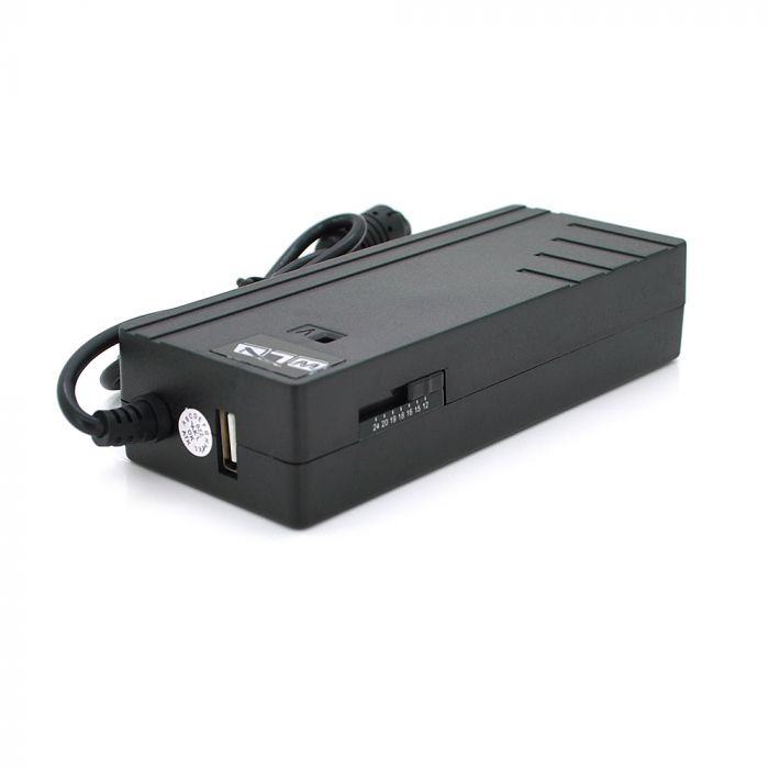 
					Універсальний БП 90W, корпус - пластмаса, ручне регулювання, 5 Г-подібних роз'ємів + кабель живлення 1,0м, OEM