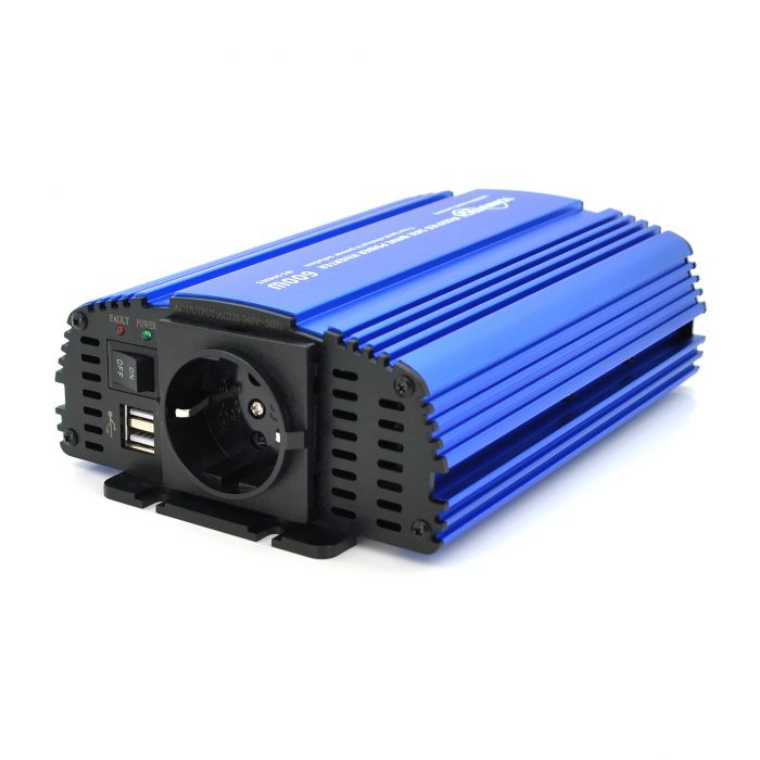 
					Інвертор напруги Tommatech MS-600, 24V/220V, 600W з апроксимованою синусоїдою, 1Shuko, USB, клемні дроти, АЗУ+ затискачі, Q15