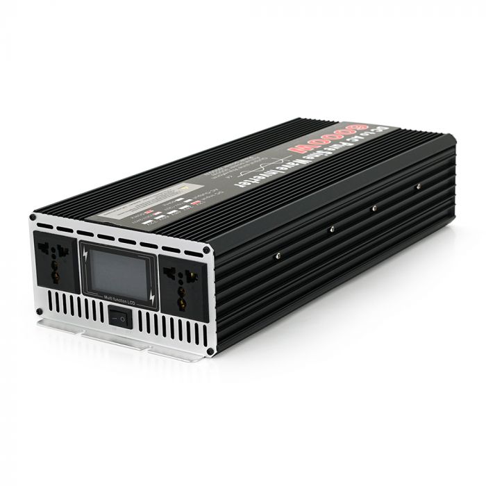 
					Інвертор напруги YOSO з правильною синусоїдою, 6000W, 12/220V-3000W, 2 універсальні розетки, LED Display, затискачі, клемні дроти, Q6