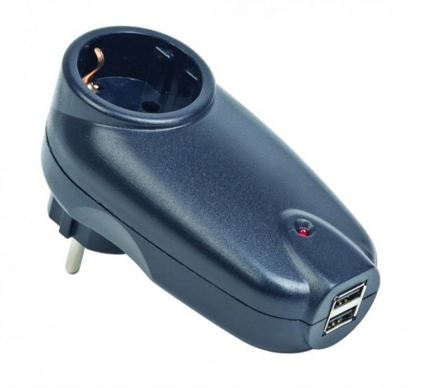 Мережевий фільтр EnerGenie SPG1-U 1 наскрізна розетка, 2 х USB порта , Black