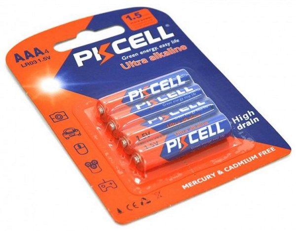Батарейки AAA  PKCELL Alcaline (4шт/уп) (PC/LR03-4B)