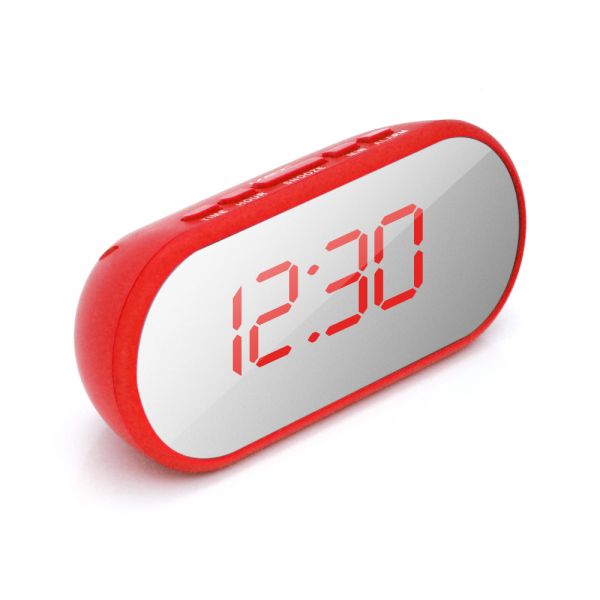 
					Електронний годинник VST-712Y Дзеркальний дисплей, будильник, живлення від кабелю USB, Red