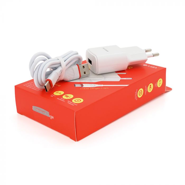 
					Набір BOROFONE BA48A СЗУ 1xUSB+ кабель Type-C, 2.1A, 1м, White, Box