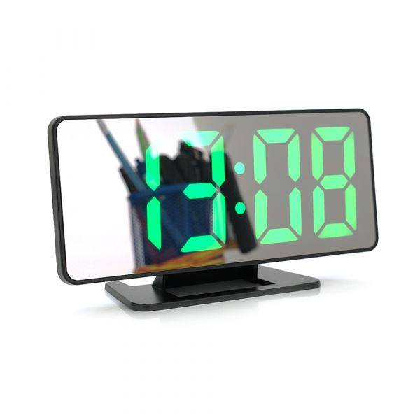 
					Електронний годинник VST-888 Дзеркальний дисплей, з датчиком температури, будильник, живлення від кабелю USB, Green