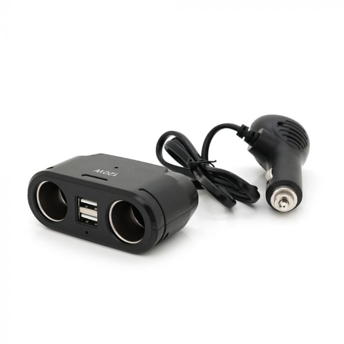 
					АЗУ розгалужувач Olesson 1675, 12V-2*12V+2*USB, Black, Blister
