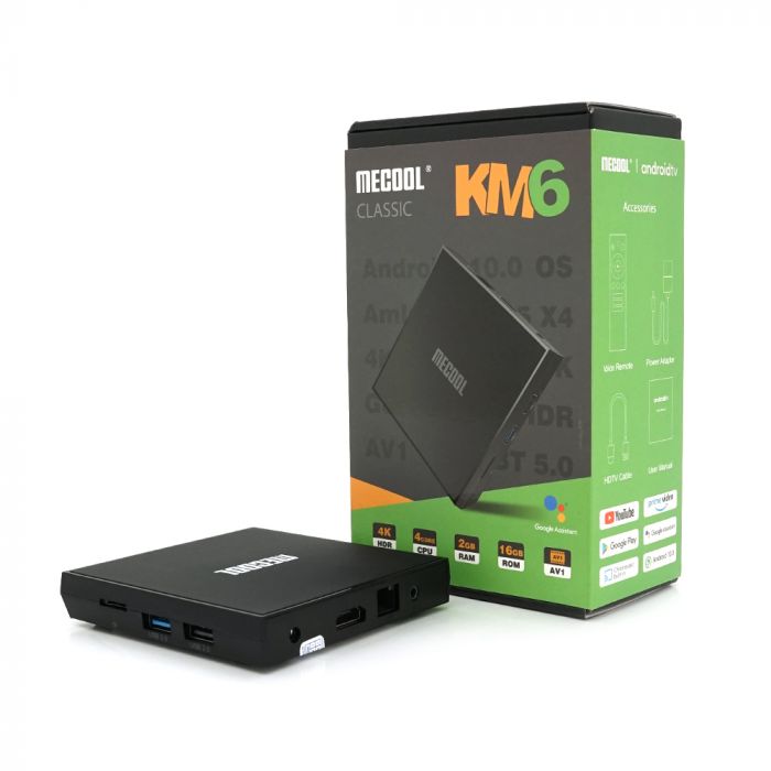 
					Медіа-приставка MECOOL KM6 Classic 2/16 (Пульт з Google Assistant, Android TV 10, Amlogic S905X4, Wi-Fi 5, AV1, Bluetooth, 4K”)